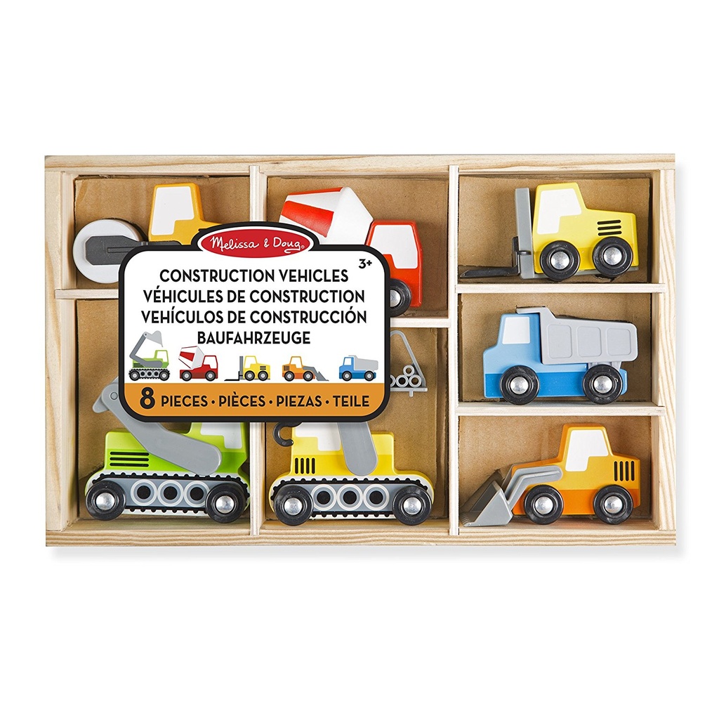 Coffret 8Pcs Bois Vehicules Chantier 