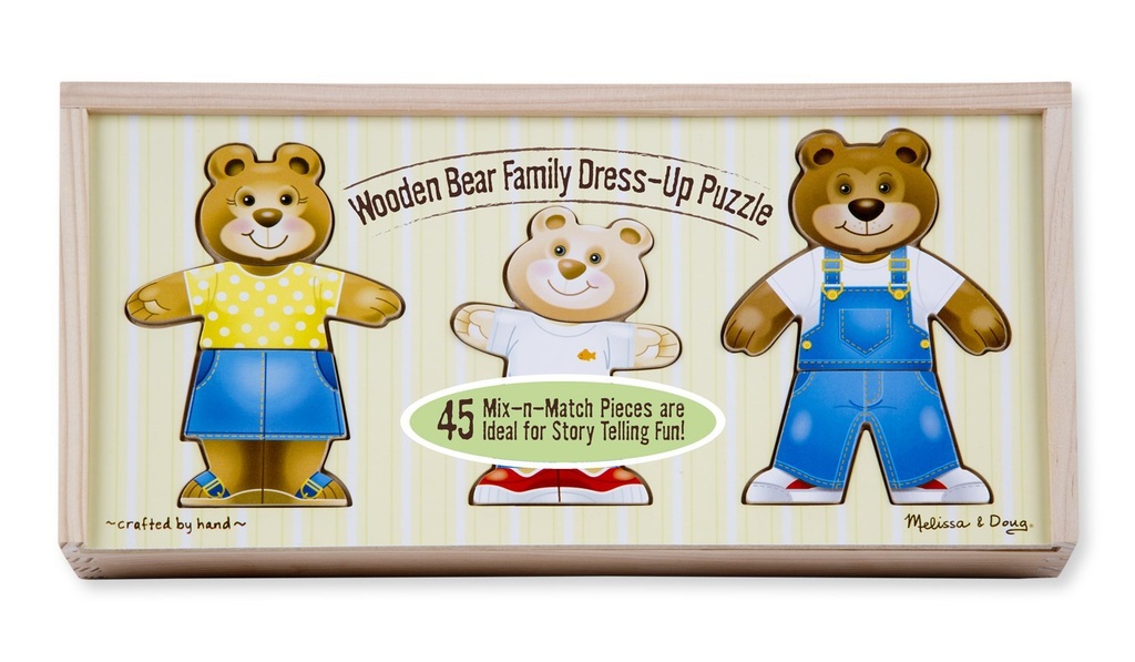 Coffret Puzzle Bois La Famille Ours 45Pcs