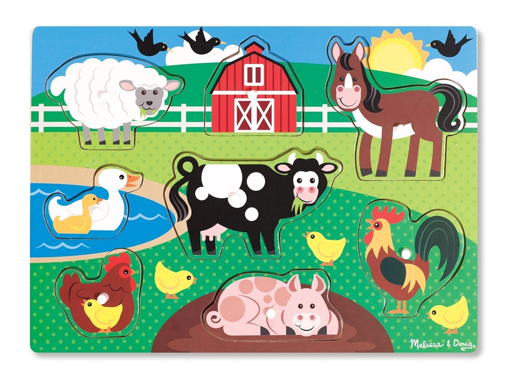 Puzzle Bois Bouton Animaux De La Ferme