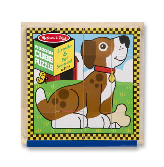 Puzzle Cube Bois 16Pcs Animaux Domestiques