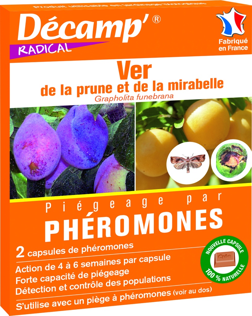 Pheromone Contre Le Ver De La Prune et De La Mirabelle Sachet 2 Capsules