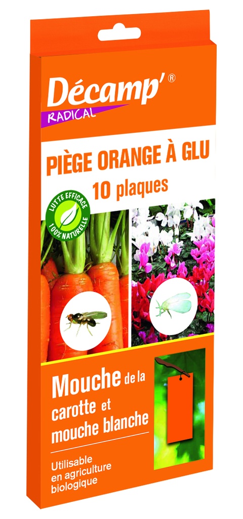Piege Plaque Glu Orange Contre Les Mouches De La Carotte et Les Mouches Blanches