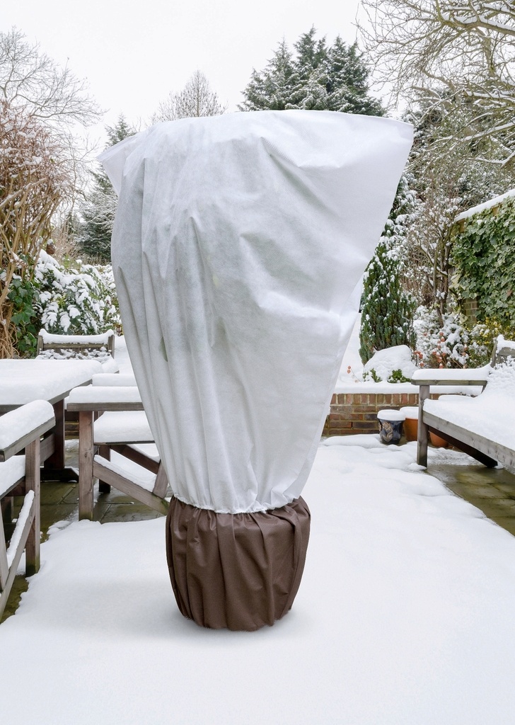 MAXIFLEECE 2 Housses d'hivernage bi-matiere englobant plante + pot avec zip . cordons de serrage