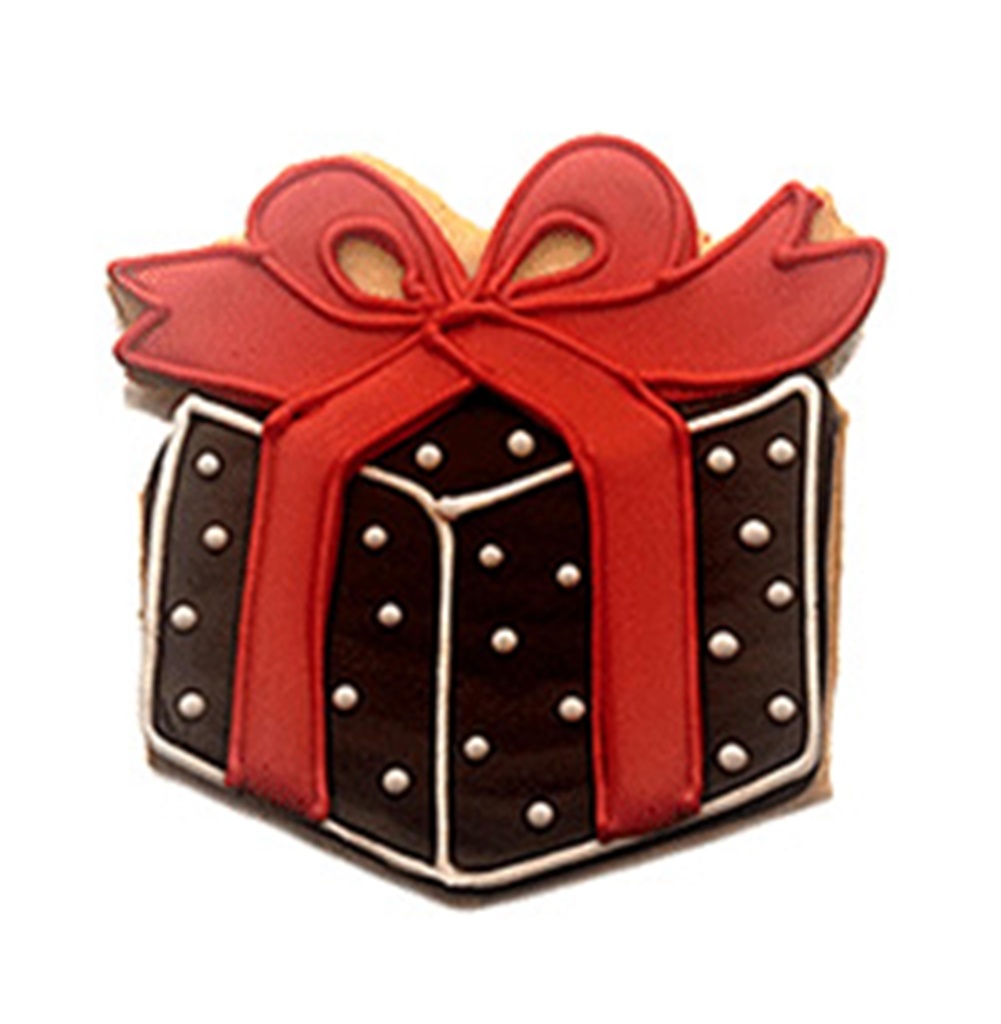 Sablé Déco Noël White gift red bow