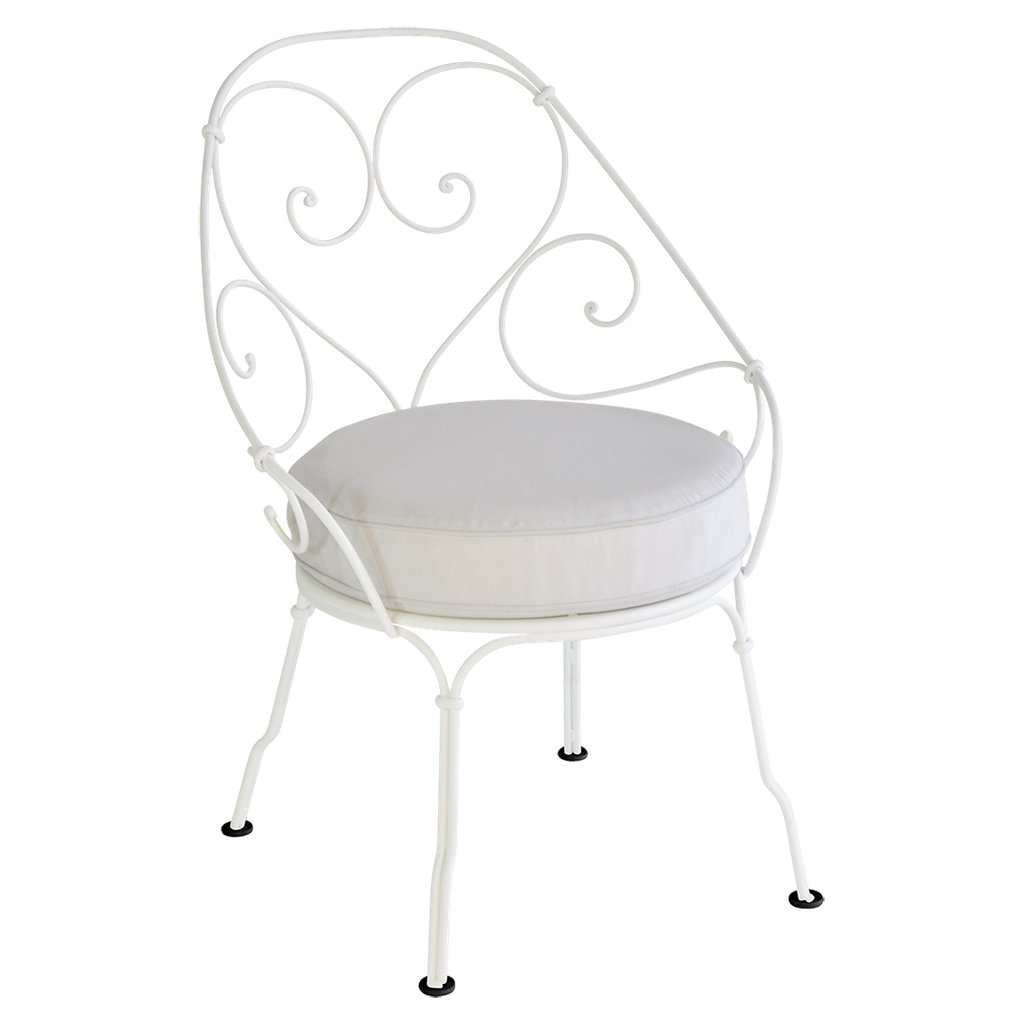 Fauteuil Cabriolet 1900 avec Coussin 81-Blanc grisé inclus