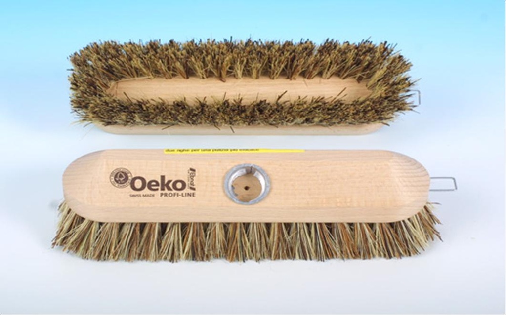 Frottoir avec filetage métallique. 23 cm bois de hêtre suisse brut. tampico-bassine. sans manche. trou de fixer la serpillière