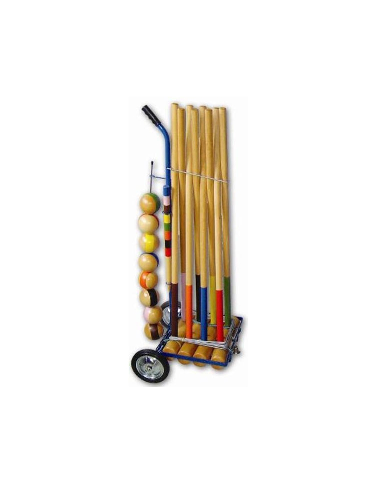 Jeu de croquet sur chariot 8J métal bleu