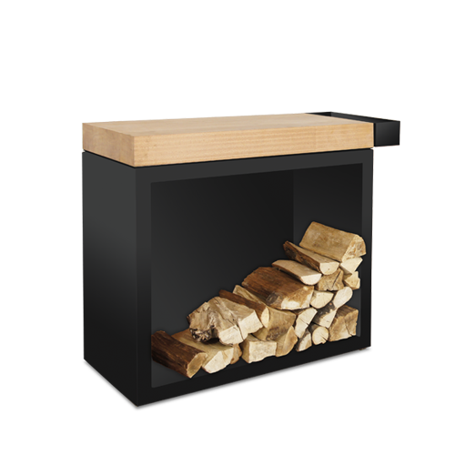 OFYR Butcher Block Storage Black 90 Teakwood