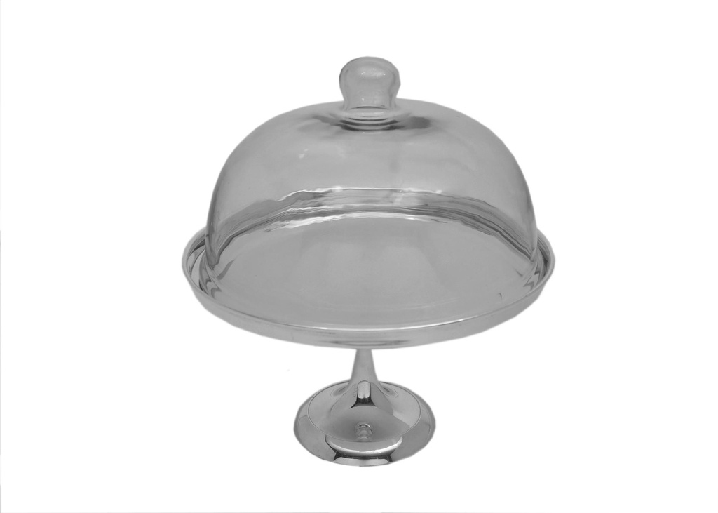 Plat à mignardises avec cloche en verre