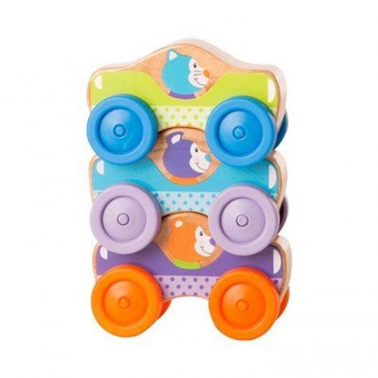 First Play 3 Voitures Empilables Bois