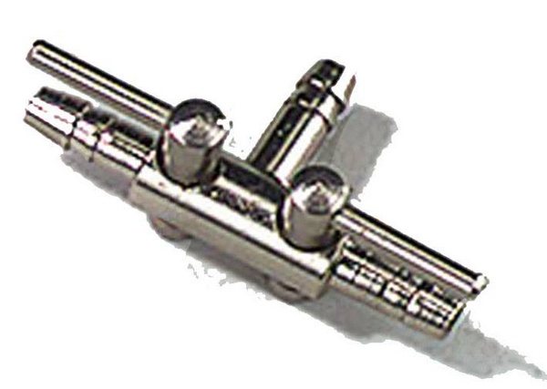 Robinet métall. 2voies 4/6mm. 1 p./carte