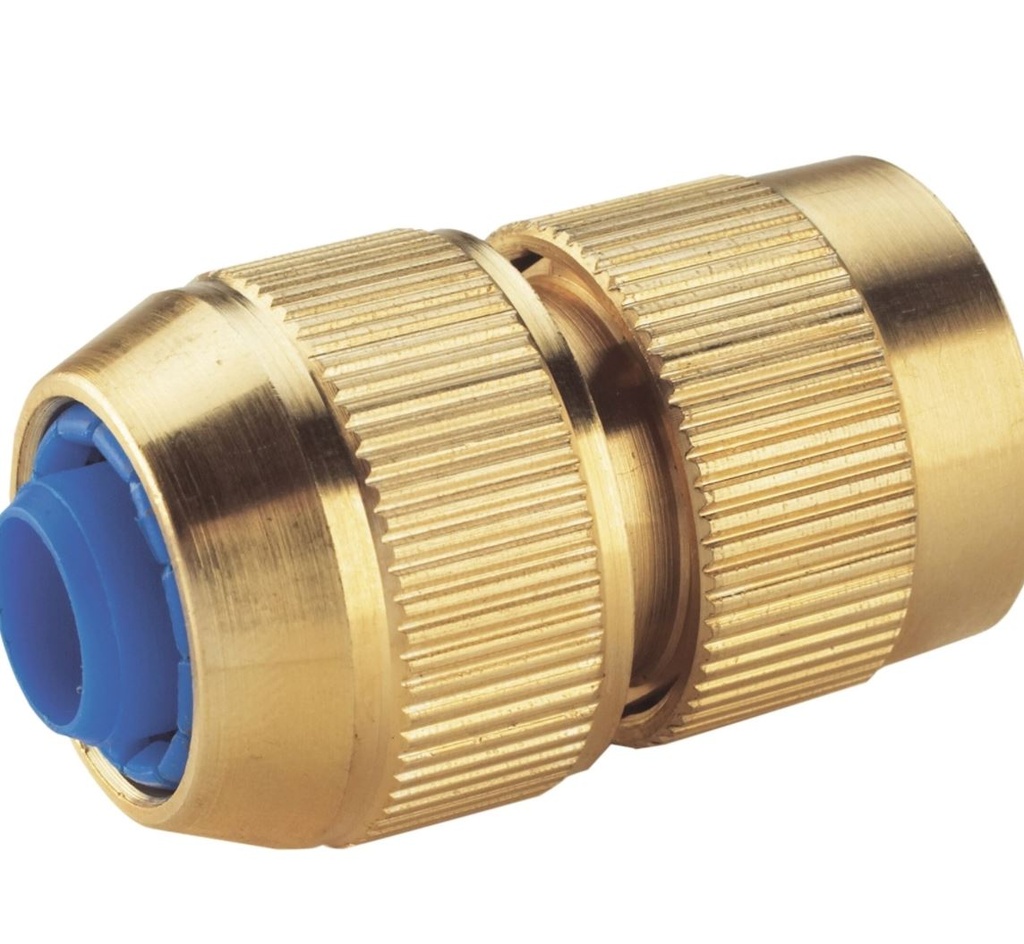 Raccord . laiton tuyau 16/19. Avec arrêt d'eau