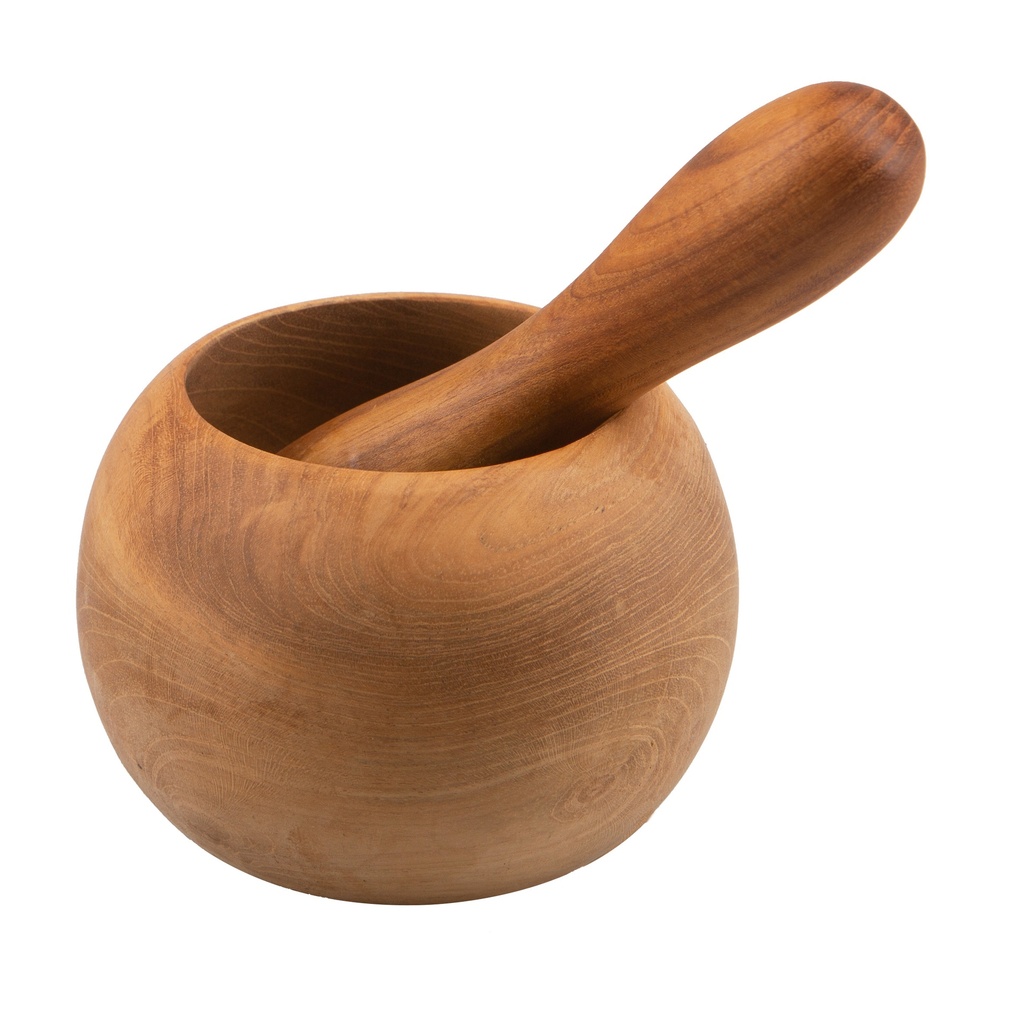 Mortier et pillon boule en teck