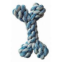 Jouet chien  os corde poignée bleue