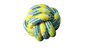 Jouet chien ball corde jaune pastel