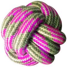 Jouet chien ball corde rose pastel