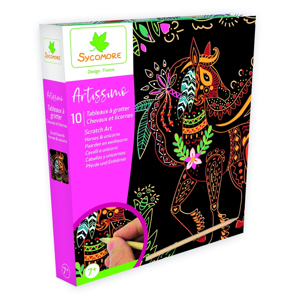 ARTISSIMO SCRATCH ART CHEVEAUX ET LICORNES
