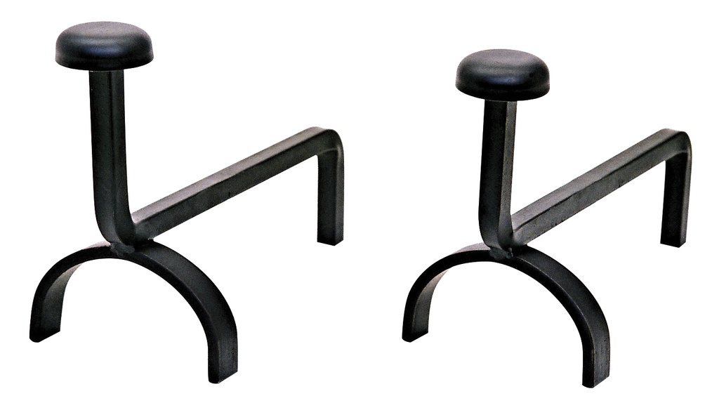 Chenet tête acier verni noir