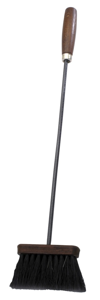 Balais d'âtre poignée bois. acier verni