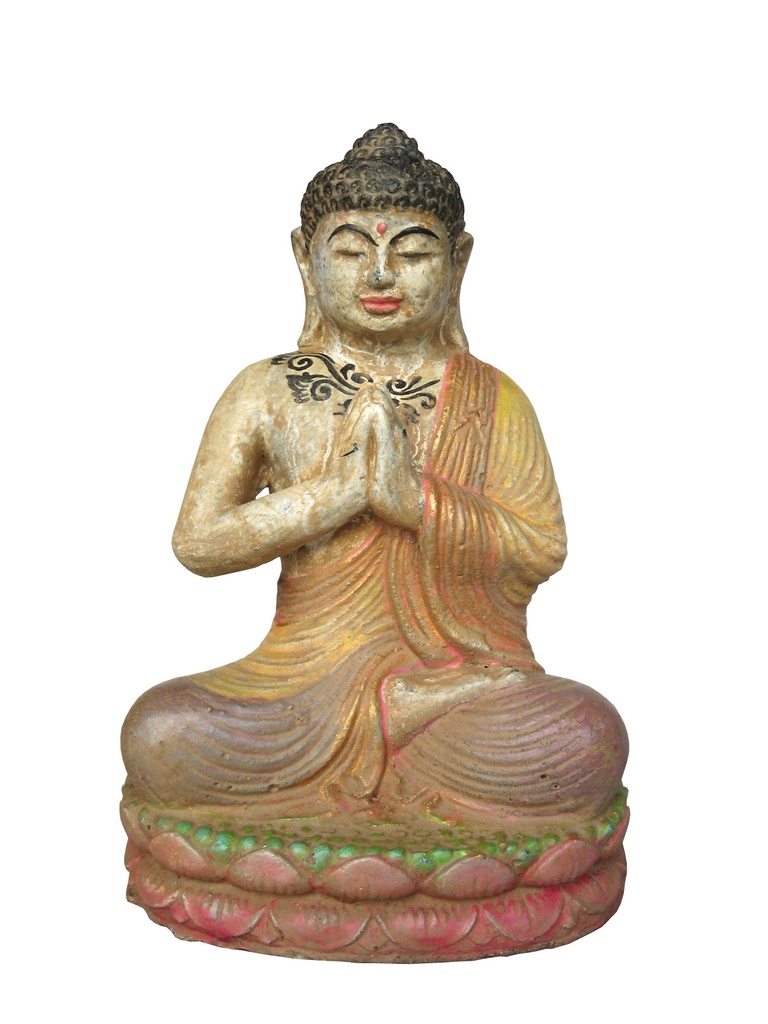 Bouddha. assis pierre peinte