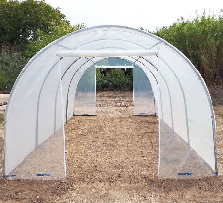 Serre Richel 18m² -Serre 3x6m pied droit 2 portes zippées (tube 32mm film 2*180µ)