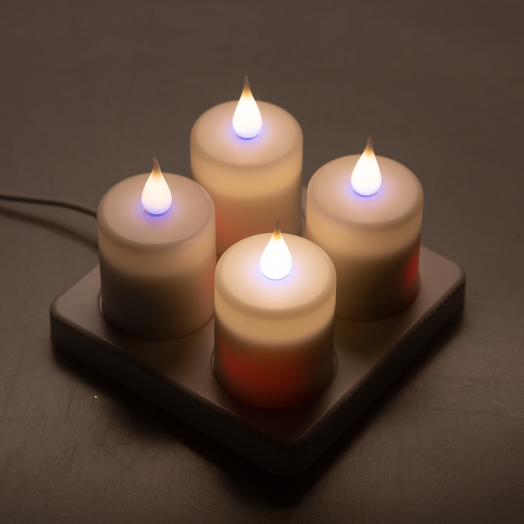 Set 4 Bougies LED 3D Extérieur rechargeable Lucie