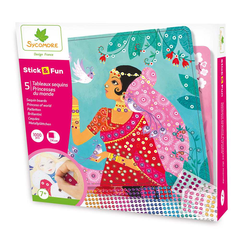 STICK'N FUN TABLEAU SEQUIN PRINCESSES DU MONDE