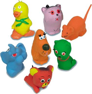 jouets latex avec voix. 5-6cm