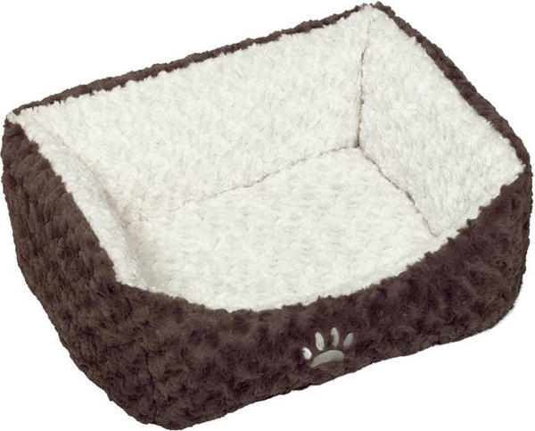Lit comfort/Soft peluche NEIKU brun/blan 75x60x23 cm