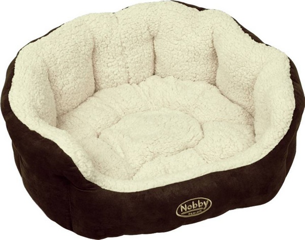 Lit comfort/Soft peluche TAIKA brun/blan 55x50x21 cm