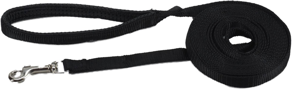 Longe  poignée sangle nylon noir. 10 m