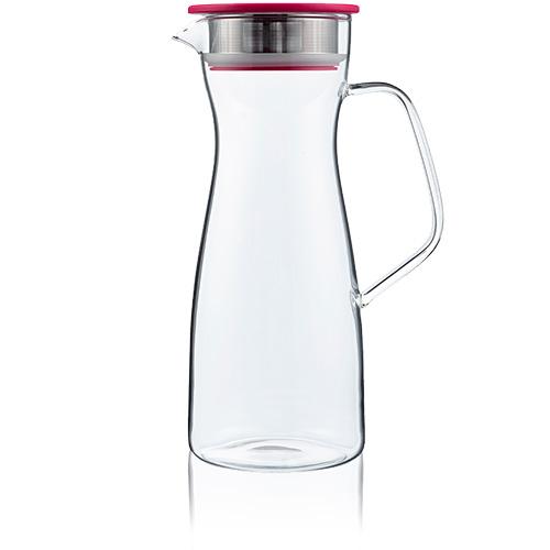 Carafe à thé glacé 1,1L en verre avec filtre et couvercle fuchsia