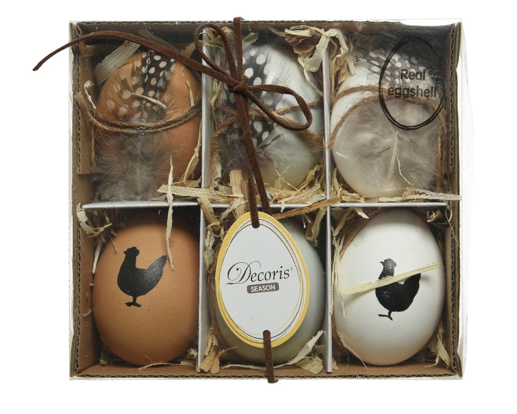 Oeufs naturels décorés en boite de 6pcs