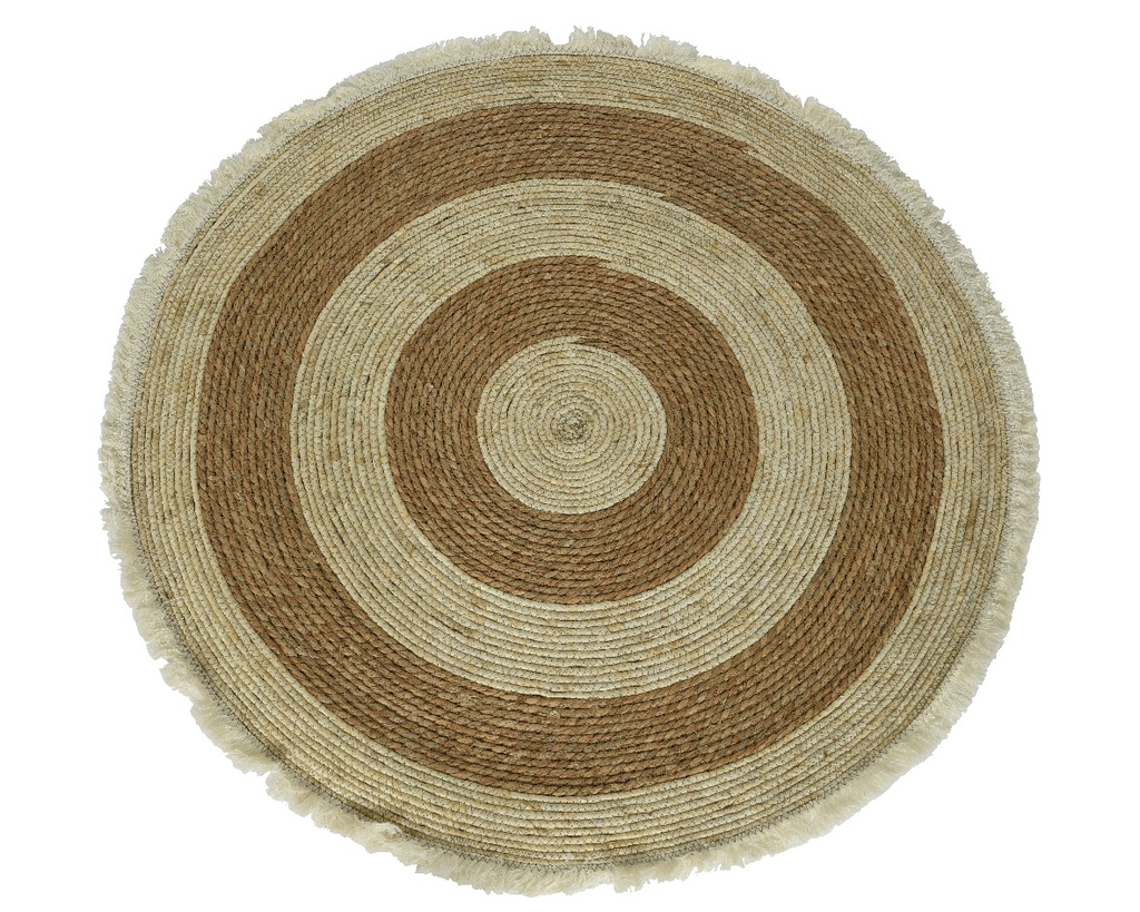 Tapis rond en feuille de mais avec franges