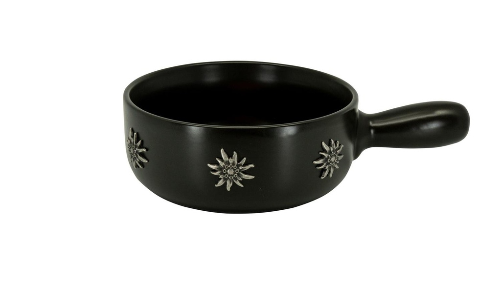 Caquelon à fondue au Fromage  Edelweiss pin  noir