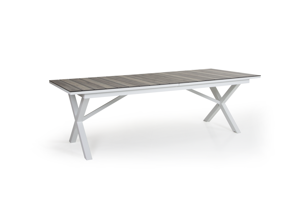 Table Hillmond HPL rectangulaire à allonges plateau lattes HPL