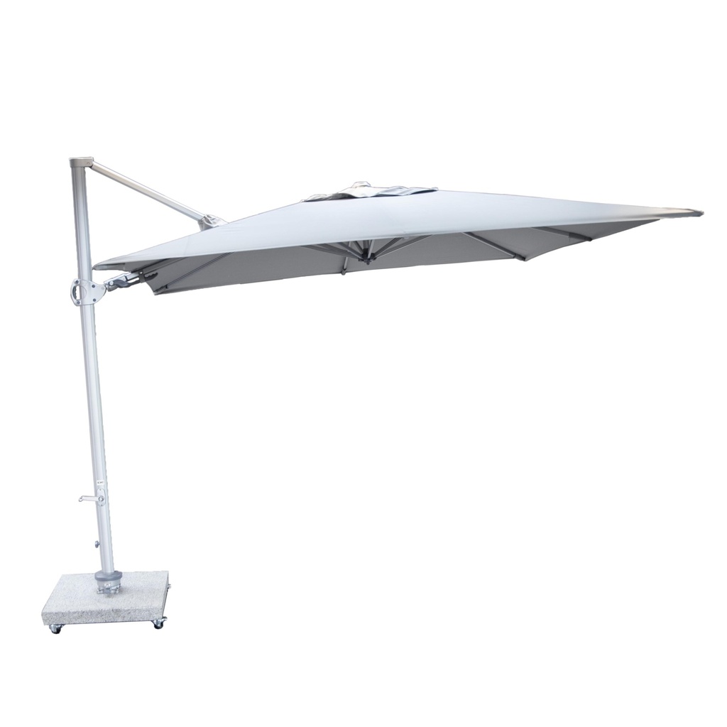 Parasol Santorini avec socle à roulettes