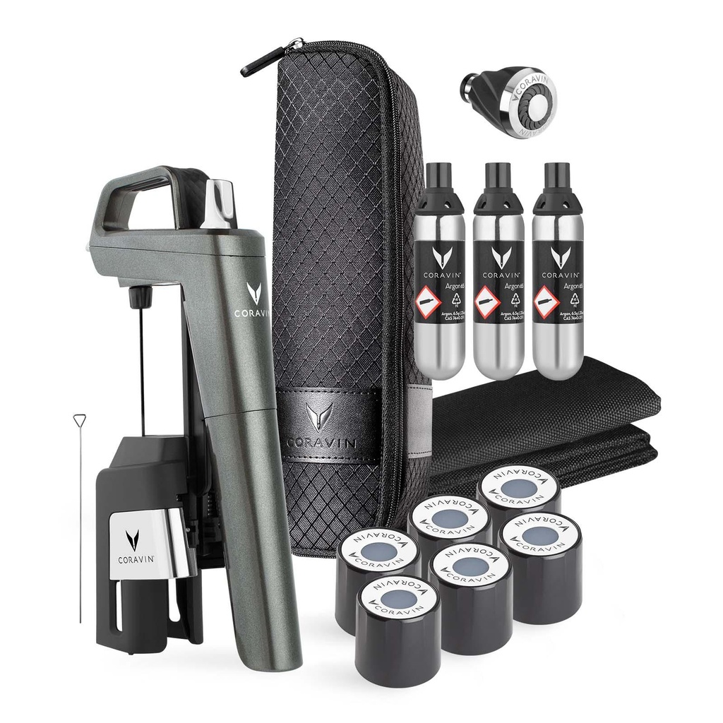 CORAVIN Timeless 6+, av. 3 capsules, 6 bouchons, 1 aérateur, 1 housse