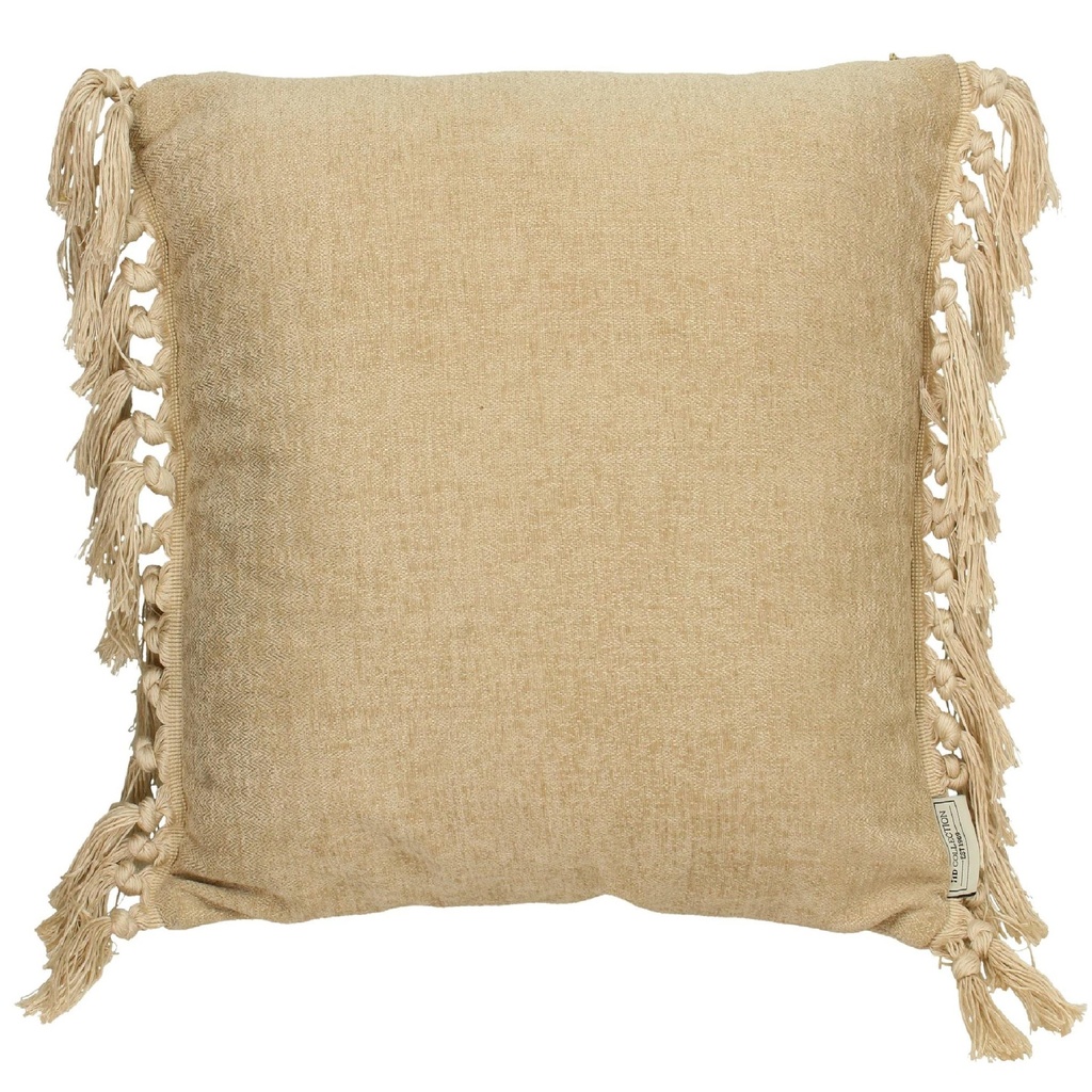 Coussin à franges carré beige