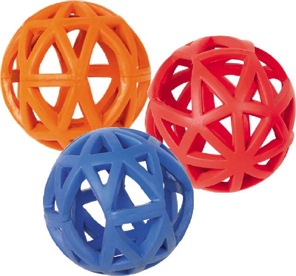 Balle caoutchouc Ø 9 cm. coul. assorties