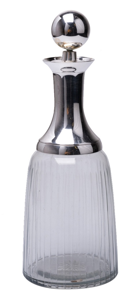 Carafe verre taillé avec bec argenté