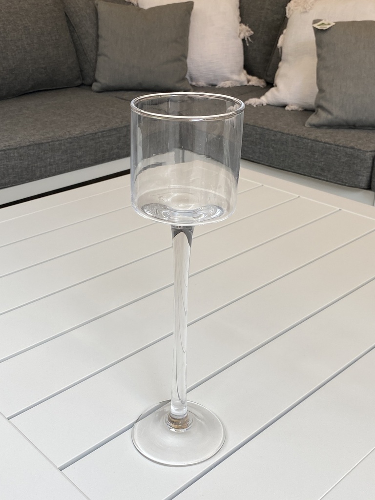 Photophore cylindrique sur pied  verre