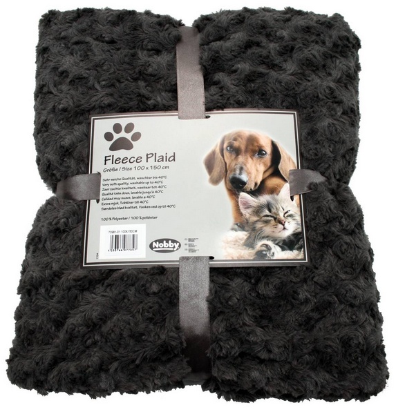 Plaid Fleece Super Soft gris, 60 x 85 cm