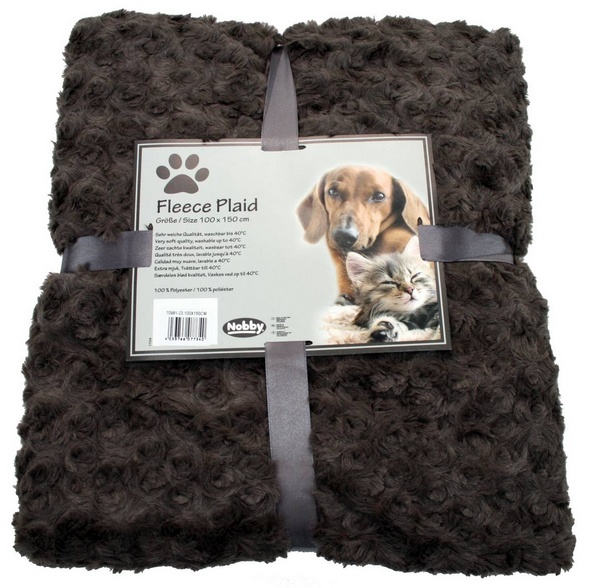 Plaid Fleece Super Soft brun, 60 x 85 cm