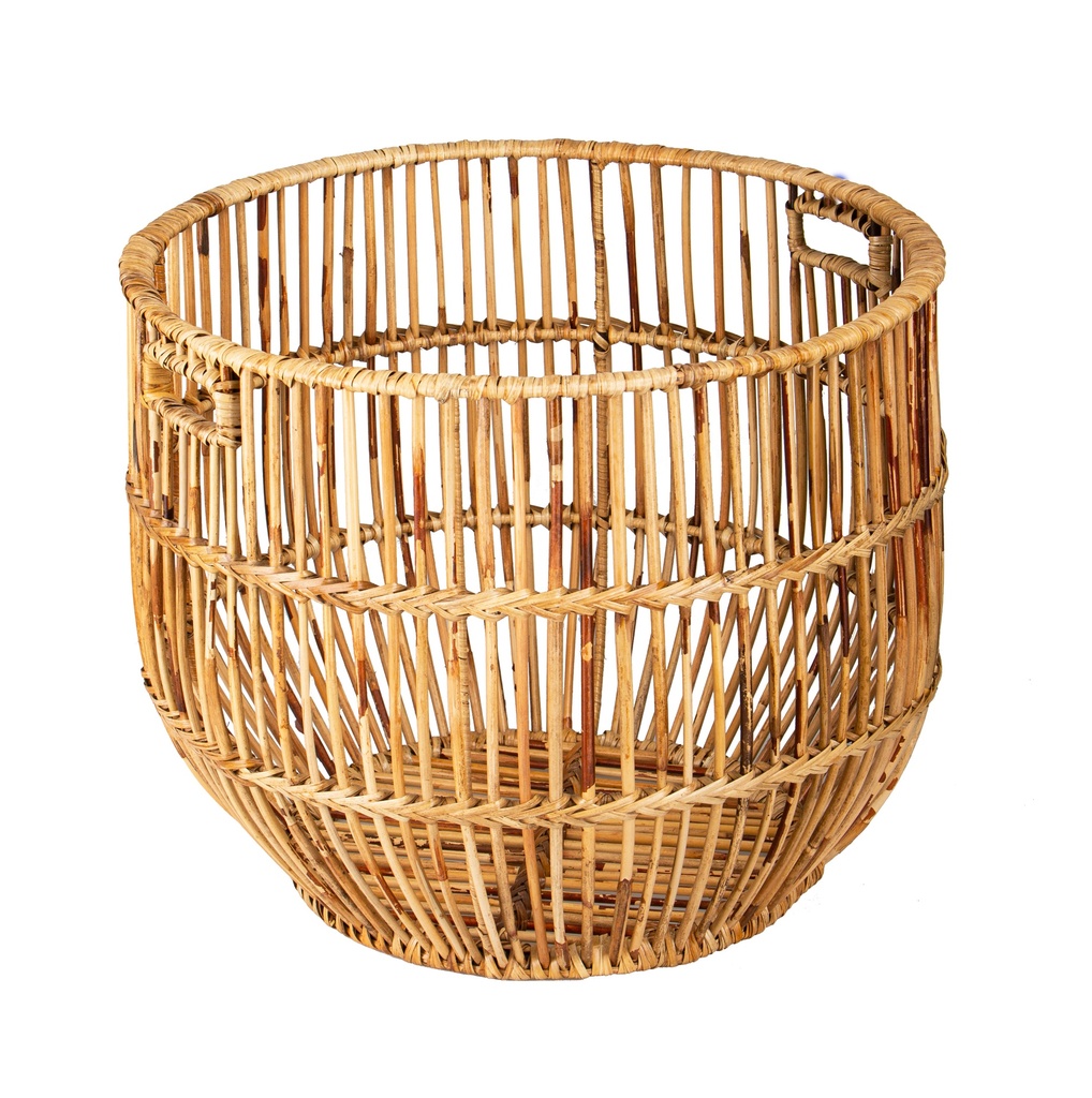 Corbeille Hemingway ronde rotin chic av. poignées