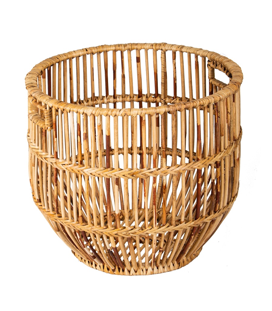 Corbeille Hemingway ronde rotin chic av. poignées
