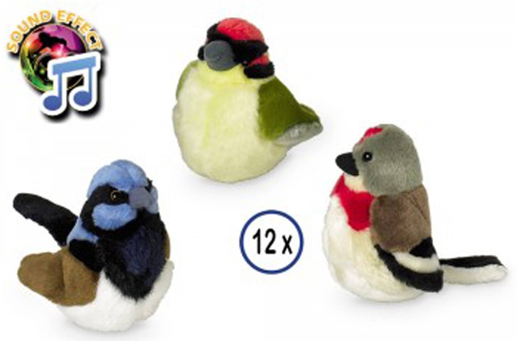 Oiseau en peluche avec voix naturelle, 17 cm