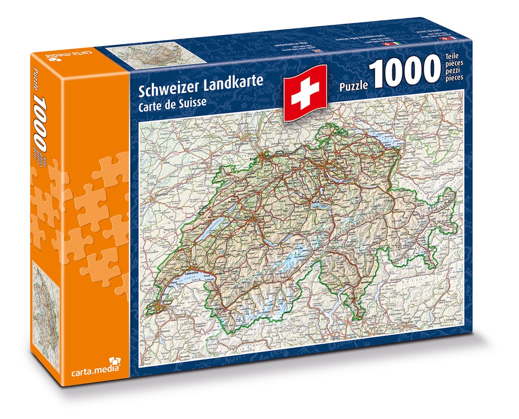 Puzzle à 1000 pièces Carte de la Suisse