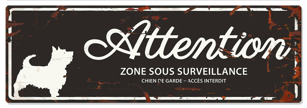 Plaque de garde TERRIER noir 40x13.5 cm