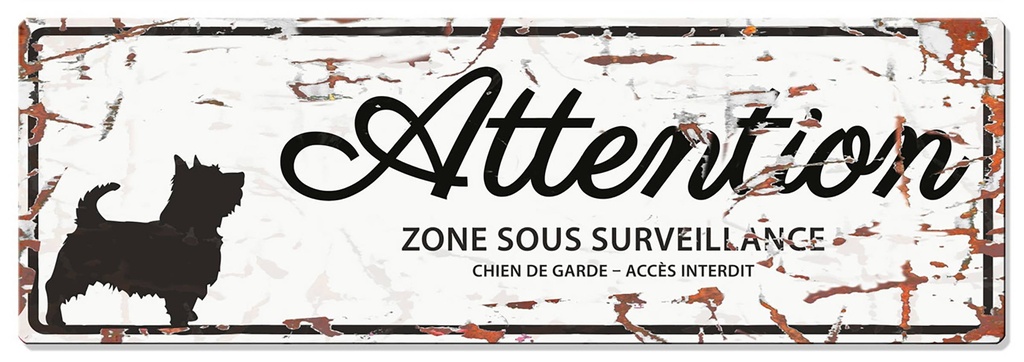 Plaque de garde TERRIER blanc 40x13.5 cm